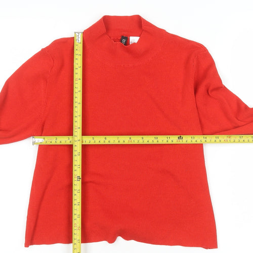 H&M Divided Women's Red Mock Neck Tie Back Long Sleeve Knit Top Size M
