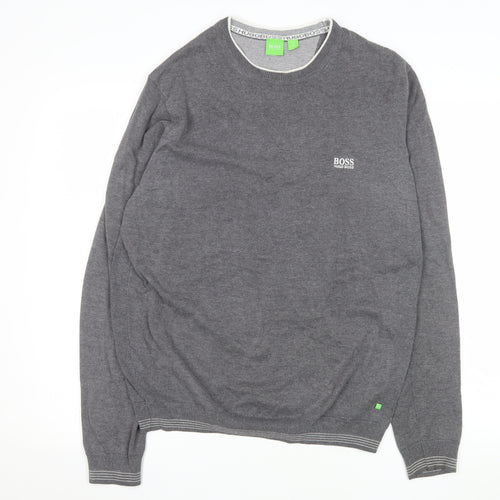Hugo Boss Men's Grey Knit Crew Neck Pullover Sweatshirt L