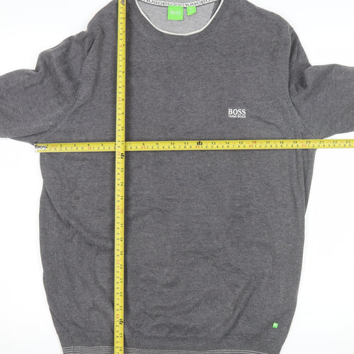 Hugo Boss Men's Grey Knit Crew Neck Pullover Sweatshirt L