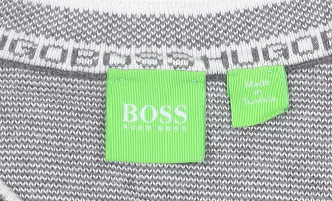 Hugo Boss Men's Grey Knit Crew Neck Pullover Sweatshirt L