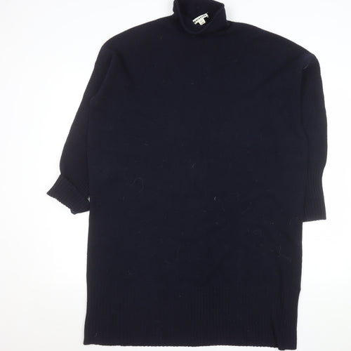 Whistles Women’s Black Merino Wool Roll Neck Sweater Dress L