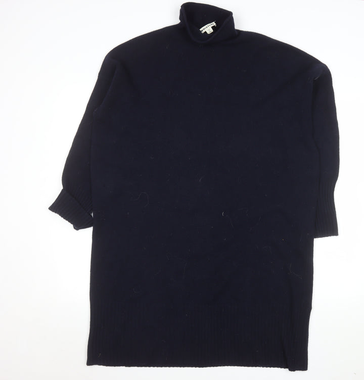 Whistles Women’s Black Merino Wool Roll Neck Sweater Dress L