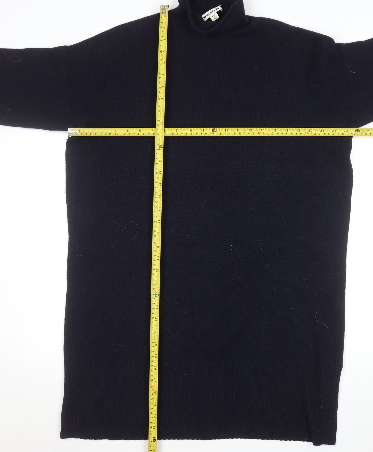 Whistles Women’s Black Merino Wool Roll Neck Sweater Dress L