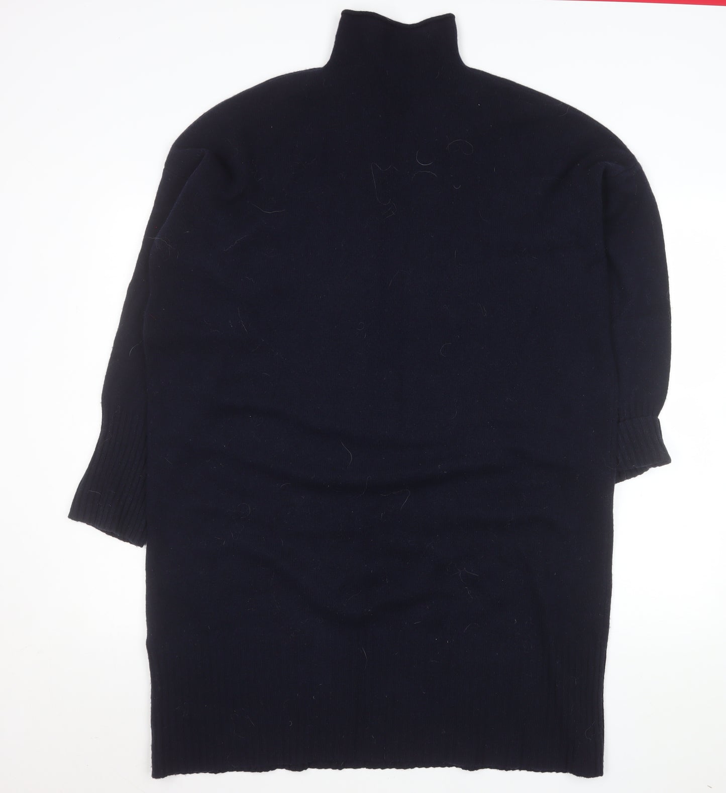 Whistles Women’s Black Merino Wool Roll Neck Sweater Dress L