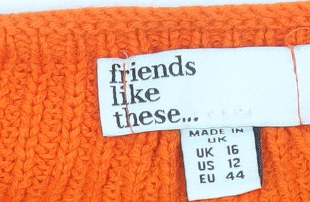 Friends Like These Womens Orange Size 16 Pullover Jumper Knit