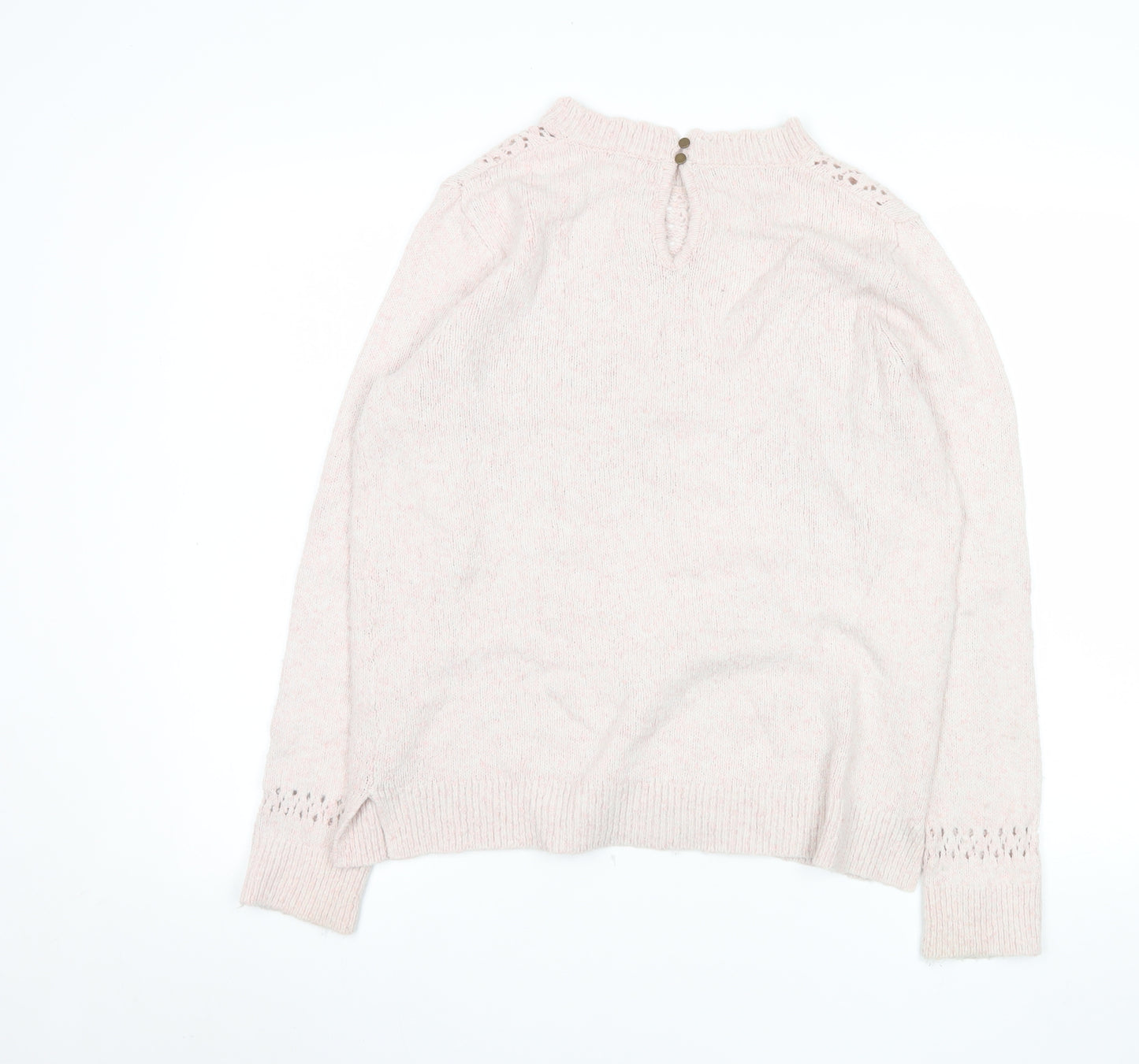 Fat Face Womens Pink Mock Neck Open Knit Jumper Size 12