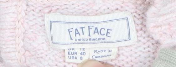 Fat Face Womens Pink Mock Neck Open Knit Jumper Size 12