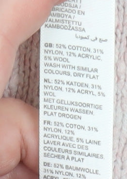 Fat Face Womens Pink Mock Neck Open Knit Jumper Size 12