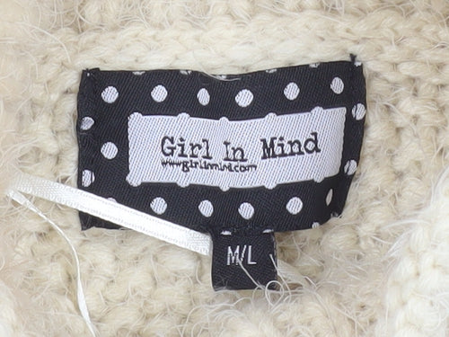 Girl In Mind Women Ivory Cable-Knit Roll Neck Jumper M