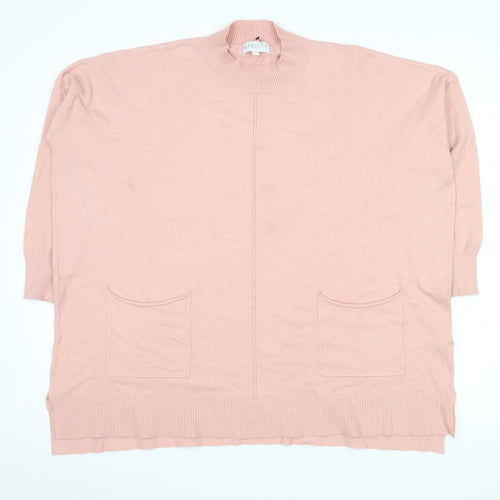 Apricot Women’s Pink High Neck Knit Cardigan UK 16 Relaxed Fit