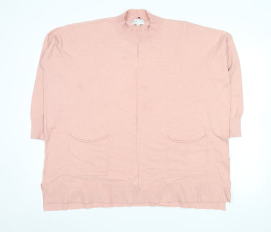 Apricot Women’s Pink High Neck Knit Cardigan UK 16 Relaxed Fit