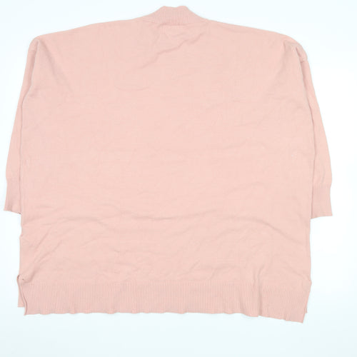 Apricot Women’s Pink High Neck Knit Cardigan UK 16 Relaxed Fit