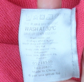 Marks and Spencer Per Una Women Pink Ruffle V-Neck Knit Blouse Size 12