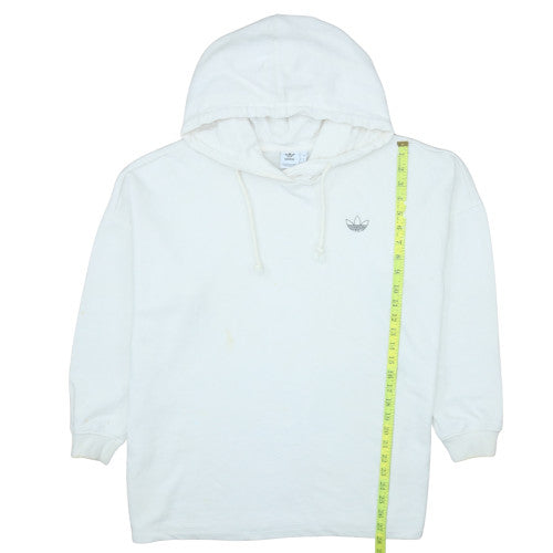 Adidas Mens White Small Pullover Hoodie Graphic Cotton Blend