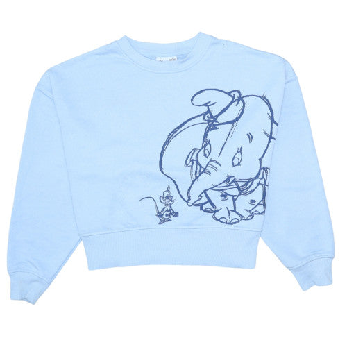 Disney Women Blue Dumbo Sweatshirt Small Crew Neck Pullover