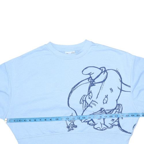 Disney Women Blue Dumbo Sweatshirt Small Crew Neck Pullover