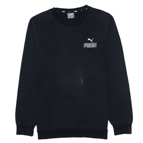 Puma Men's Black Crew Neck Logo Sweatshirt Size M Regular Fit