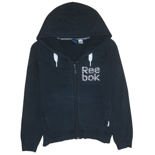 Reebok Womens Black Full Zip Hoodie Size M Cotton Blend Casual