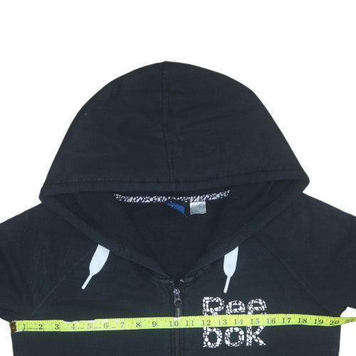 Reebok Womens Black Full Zip Hoodie Size M Cotton Blend Casual