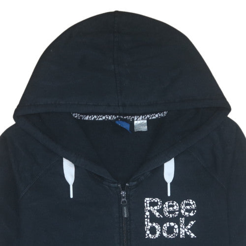 Reebok Womens Black Full Zip Hoodie Size M Cotton Blend Casual