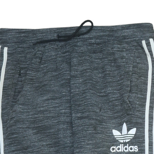Adidas Men Grey Jogger Trousers L Regular Fit Stretch Drawstring