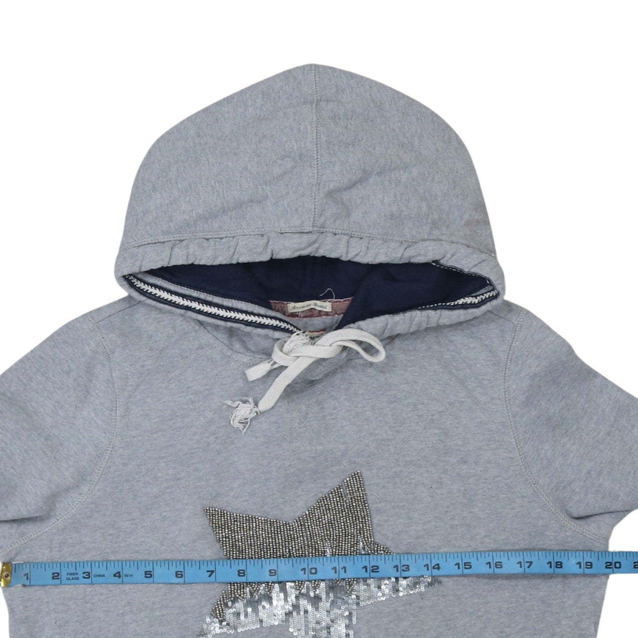 Hilfiger Denim Womens Grey Sequin Star Pullover Hoodie Size M