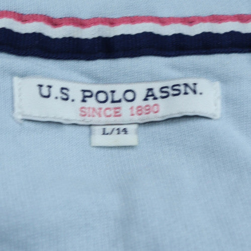 U.S. Polo Assn. Womens Light Blue 1/4 Zip Cotton Sweatshirt Size 14