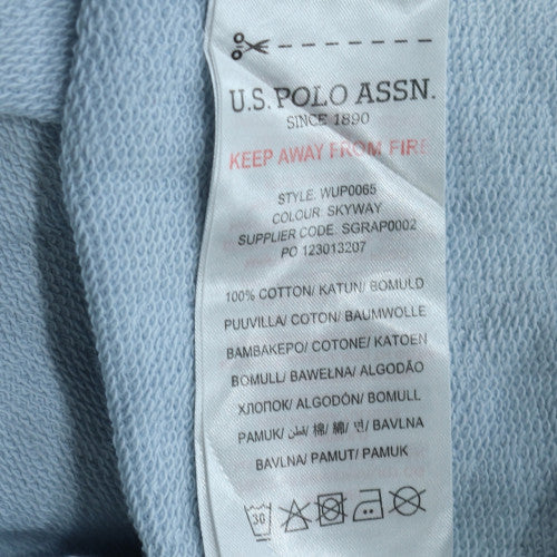 U.S. Polo Assn. Womens Light Blue 1/4 Zip Cotton Sweatshirt Size 14