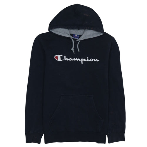 Champion Men’s Black Pullover Hoodie Medium Logo Fleece Sweatshirt