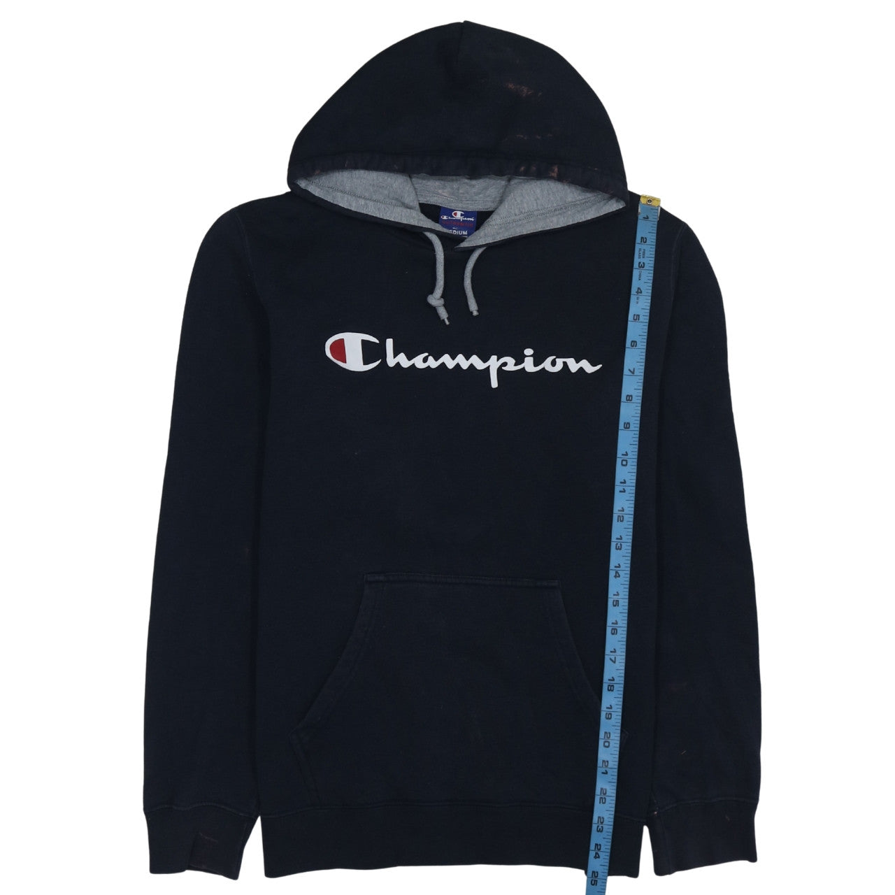 Champion Men’s Black Pullover Hoodie Medium Logo Fleece Sweatshirt