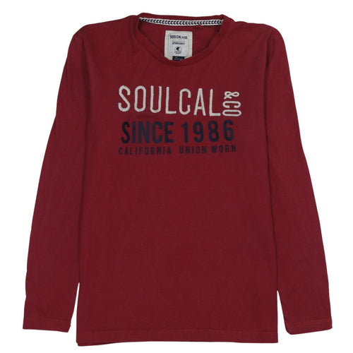 SoulCal & Co Men's Red Long Sleeve Graphic Crew Neck Top Size L