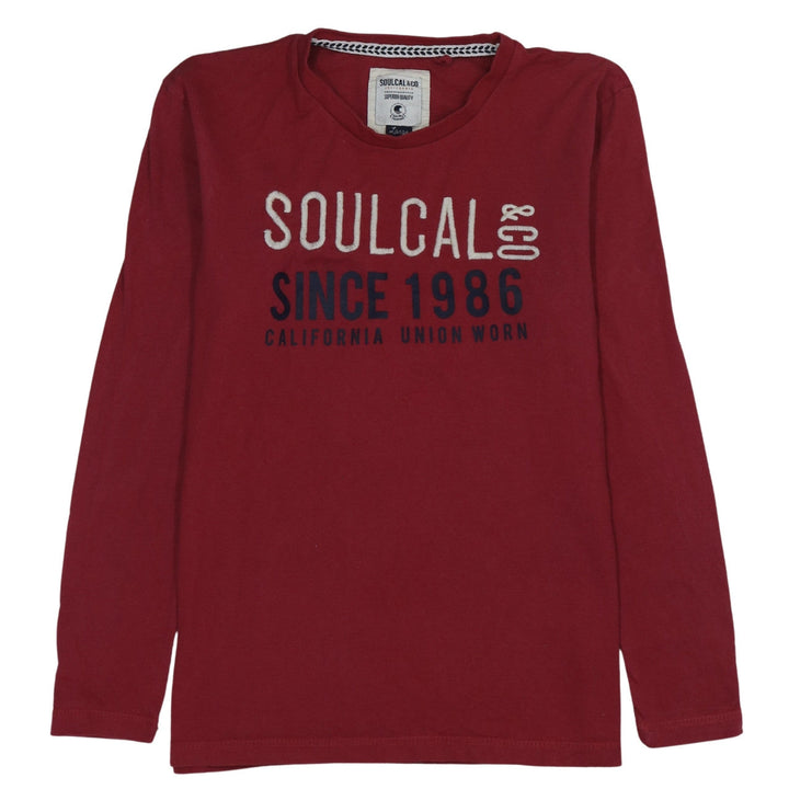SoulCal & Co Men's Red Long Sleeve Graphic Crew Neck Top Size L