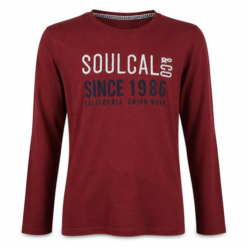 SoulCal & Co Men's Red Long Sleeve Graphic Crew Neck Top Size L