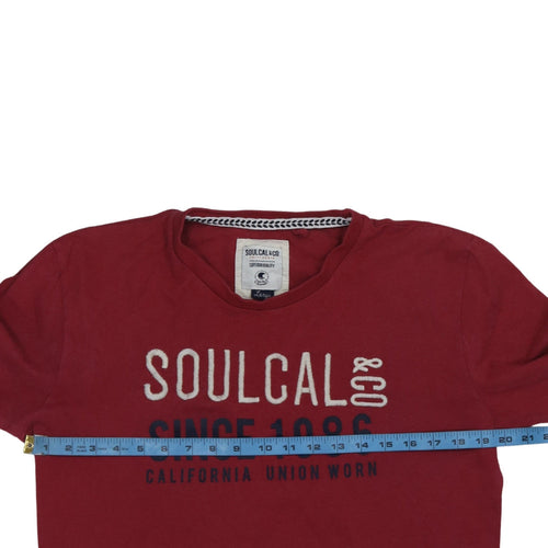 SoulCal & Co Men's Red Long Sleeve Graphic Crew Neck Top Size L