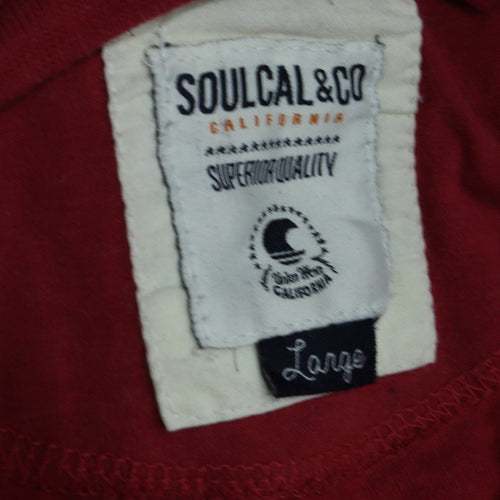 SoulCal & Co Men's Red Long Sleeve Graphic Crew Neck Top Size L