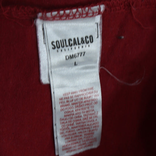 SoulCal & Co Men's Red Long Sleeve Graphic Crew Neck Top Size L