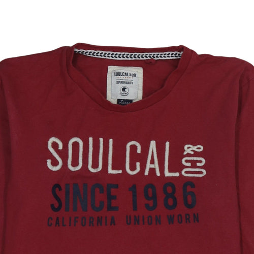 SoulCal & Co Men's Red Long Sleeve Graphic Crew Neck Top Size L