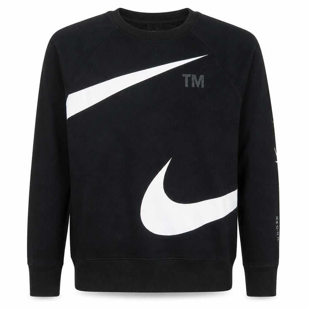 Front view of Nike Men's Black M Pullover Sweatshirt With Large Logo Graphic Print