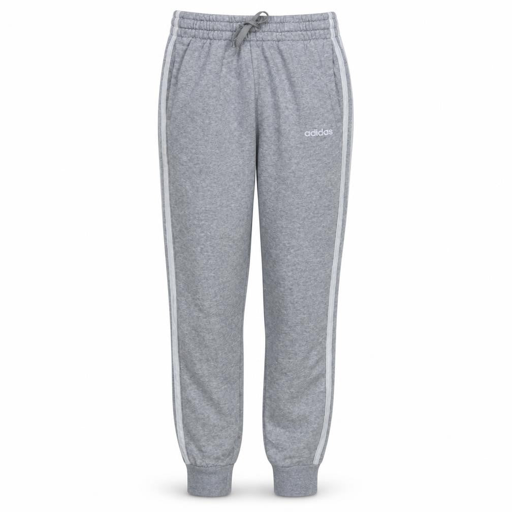 Front view of Adidas women’s grey xs track pants elastic waist side stripe