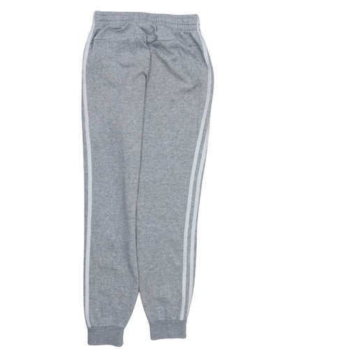Adidas Womens Grey XS Track Pants Elastic Waist Side Stripe