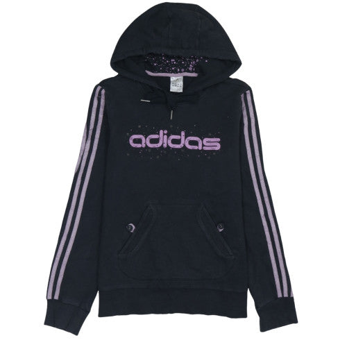 Adidas Womens Black Hoodie Size 14 Hooded Pullover Sweatshirt