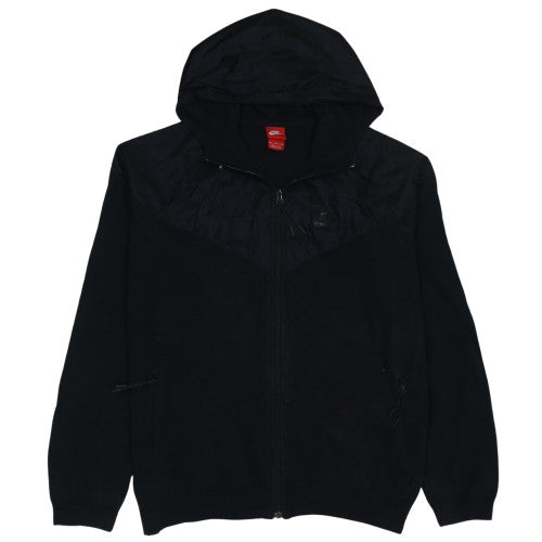 Nike Men's Black XL Hooded Track Jacket Full Zip Cotton Nylon
