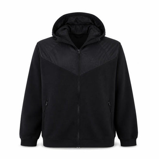 Front view of Nike Men's Black XL Hooded Track Jacket Full Zip Cotton Nylon