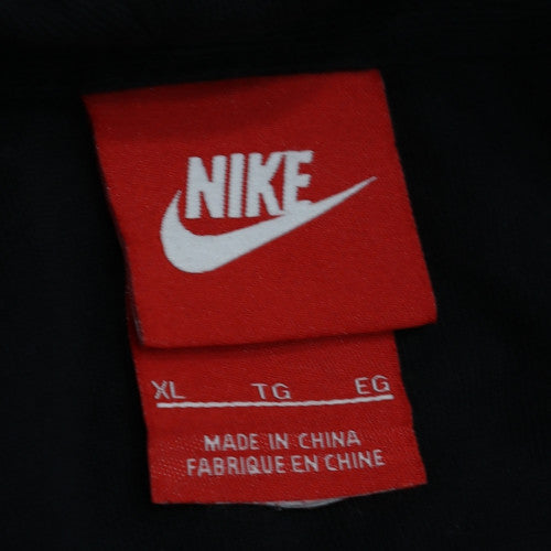 Nike Men's Black XL Hooded Track Jacket Full Zip Cotton Nylon