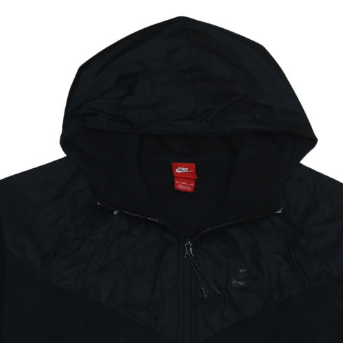 Nike Men's Black XL Hooded Track Jacket Full Zip Cotton Nylon