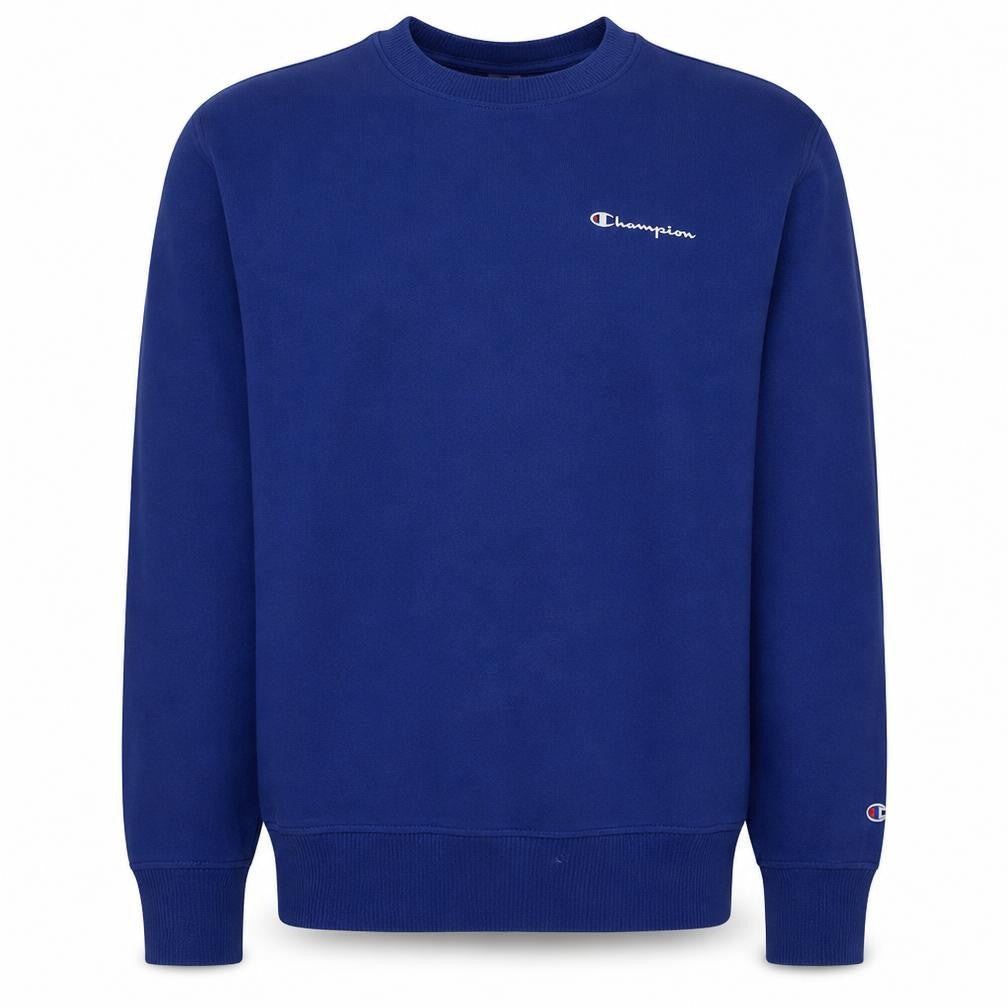 Front view of Champion Men's Blue Small Pullover Fleece Sweatshirt