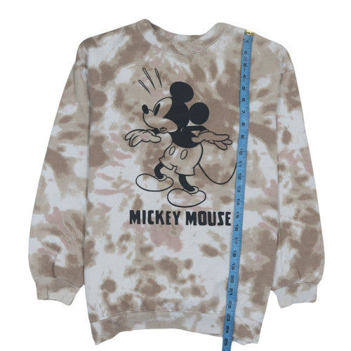 H&M Girls Beige Tie-Dye Mickey Mouse Sweatshirt Size 14-16 Years Crew Neck