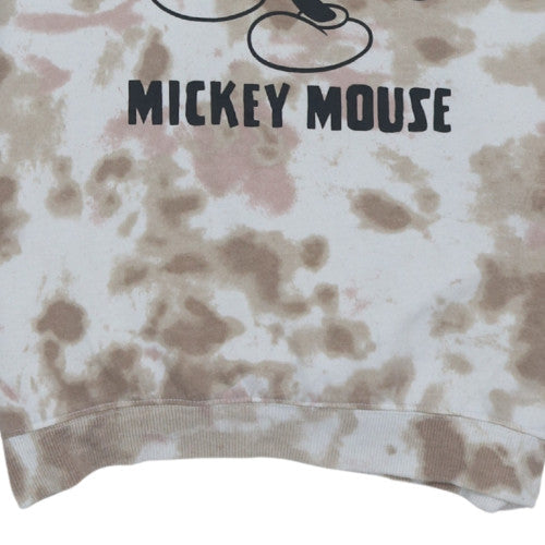 H&M Girls Beige Tie-Dye Mickey Mouse Sweatshirt Size 14-16 Years Crew Neck