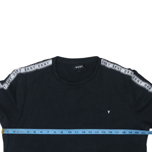 DKNY Men's Black Logo Tape Crew Neck Sweatshirt Size L