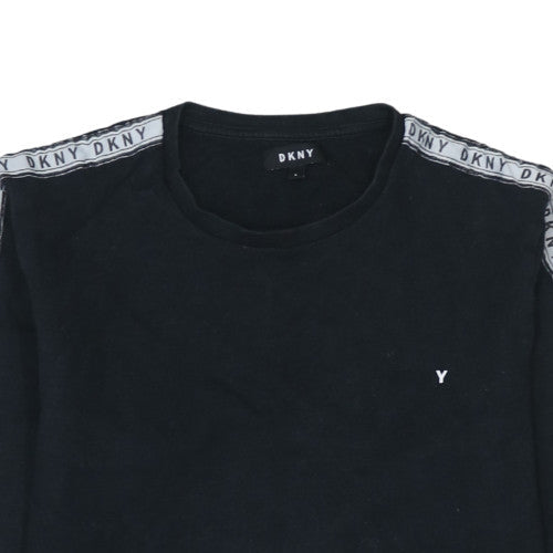 DKNY Men's Black Logo Tape Crew Neck Sweatshirt Size L